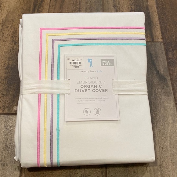 Pottery Barn Other - Grand Organic Percale Duvet Cover/Multi Color/Full/Queen - Pottery Barn NWT